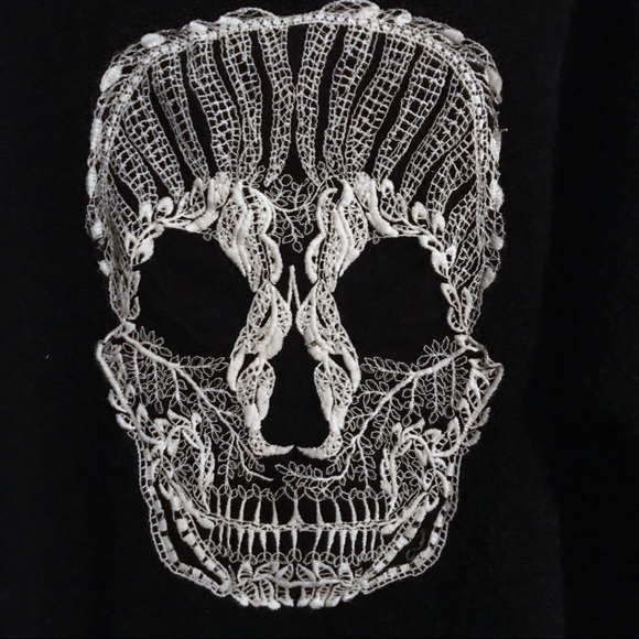 Lace Skull Fuzzy Sweater - Picture 2 of 5